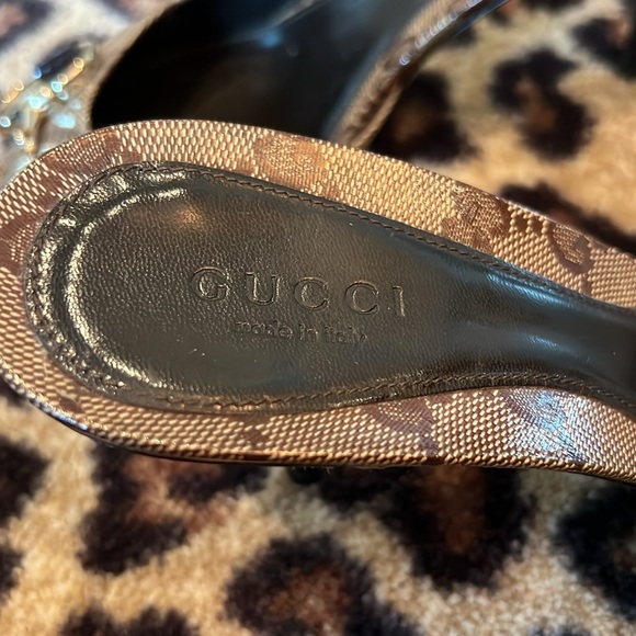 Gucci Brown Horsebit Monogram Mules Kitten Heels - Picture 2 of 5